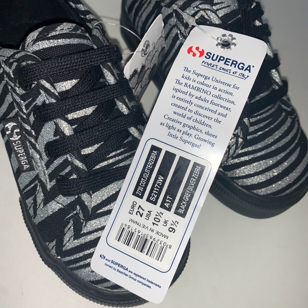 Superga Bambino Zebra Print Black Silver Sneaker - Picture 4 of 10